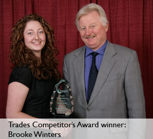 Casey Wilson, one of the winners of the Trades Competitor's Award.