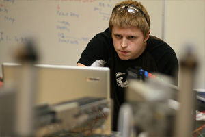 Another student working on his project.