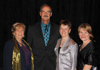 Mel Hernblad, Peninsula Co-op Board Member, Ron Gaudet, President of Peninsula Co-op’s Board, Liz Ashton, Camosun College President and Sybil Harrison, Chief Librarian