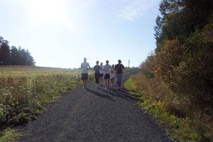 Students running.
