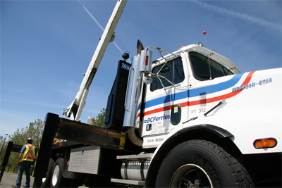 Donated decommissioned crane truck.