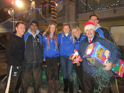 Camosun Chargers helping out at the CHEK's Charity Drive-Thru event.