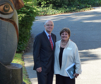 Victoria Mayor Dean Fortin with Dr. Barbara Herringer, Dean of Health and Human Services.