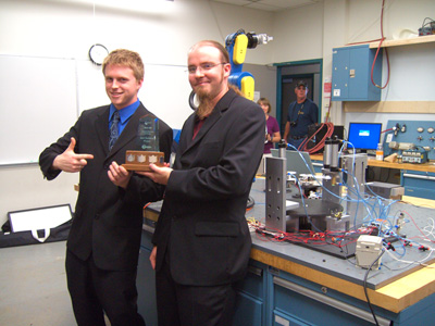 Jess Johnston (left) and Andrew Johnson from the Mechanical Engineering Technology project showcase.