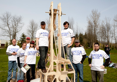 Mechanical Engineering Technology catapult winning team