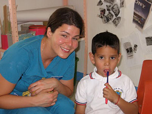 Camosun student with young boy.