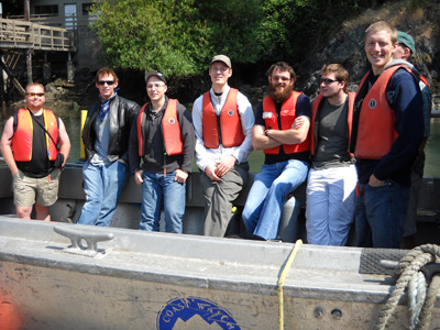 Students departing for Race Rocks tidal turbine site
