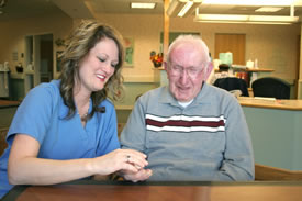 HRSCA student taking care of client
