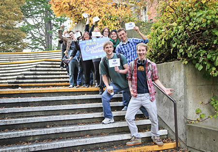 Line of students