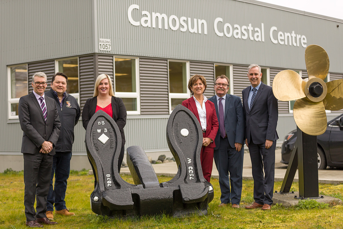 A group stands outside of the Camosun Coastal Centre