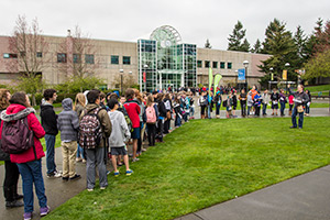 Crowd on campus